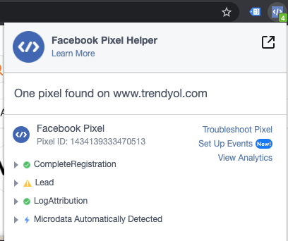 Facebook Pixel Helper