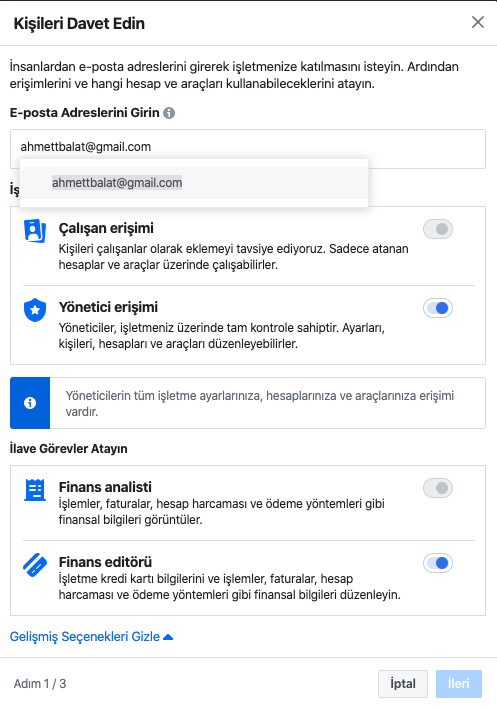 Facebook Business Manager Kişi Ekleme