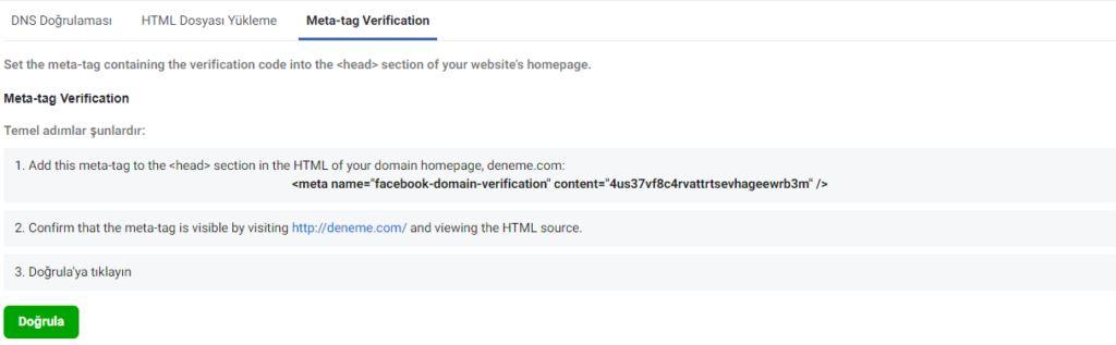 Facebook Domain Doğrulaması Nasıl Yapılır?